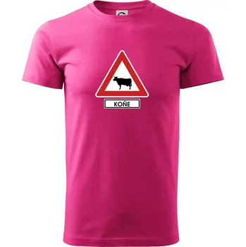 Dopravní značka - Pozor koně / kráva - Klasické pánské triko vyšší gramáže - S ( Purpurová )