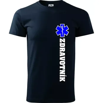 Pánské tričko Hvězda života - zdravotník - Triko extra velké (5-8XL) - 7XL ( Námořní modrá (velmi tmavá - téměř černá) )