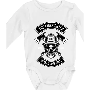 Lebka hasič do pekla a zpátky - Body kojenecké s dlouhým rukávem - Dlouhý r. do 3 měs ( Bílá )