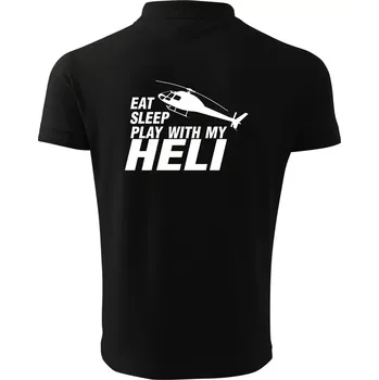 Pánská košile Eat Sleep Play With My Heli - Polokošile pánská Pique Polo 203 - L ( Černá )