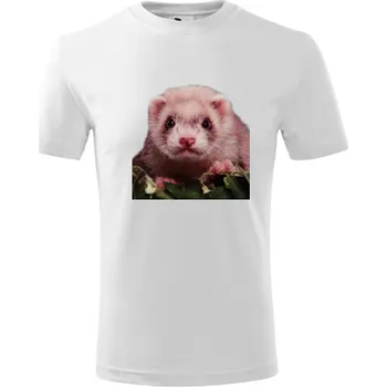 Bílé dětské tričko s fretkou - barva bílá - velikost 10let