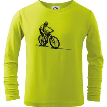 Dětská móda MTB kreslený cyklista - Triko dětské Long Sleeve - 104-110cm / 3-4 roky ( Limetková )
