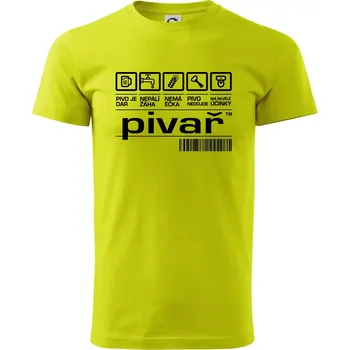 Pánské tričko Čárový kód pivař - Klasické pánské triko vyšší gramáže - XL ( Limetková )