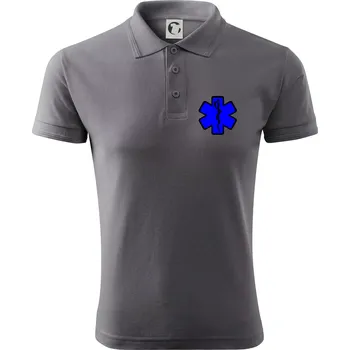Pánská košile Rescue - Hvězda na prsu + nápis na zádech - Polokošile pánská Pique Polo 203 - 4XL ( Ocelově šedá )