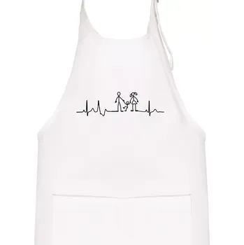 Kuchyňská zástěra EKG rodina a jedno dítě - Dětská zástěra na vaření - Univerzální velikost ( Bílá )