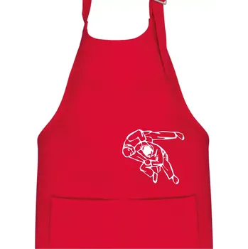 Kuchyňská zástěra Judo nápis + postavy - Dětská zástěra na vaření - Univerzální velikost ( Červená )
