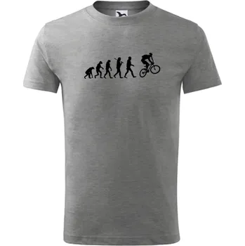 Chlapecké tričko Šedé dětské tričko Evoluce cyklista - barva šedá - velikost 8let