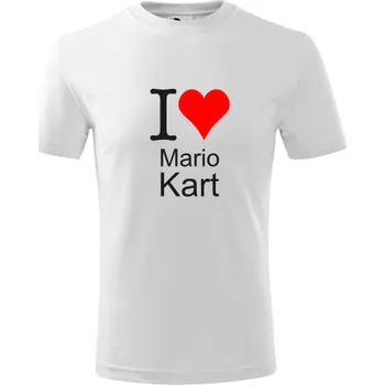 Bílé dětské tričko I love Mario Kart - barva bílá - velikost 10let