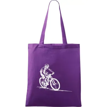 MTB kreslený cyklista - Taška bavlněná - 42 x 38 cm ( Fialová )