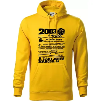 Pánská mikina 2003 v kostce - Mikina pánská Cape s kapucí - 3XL ( Žlutá )