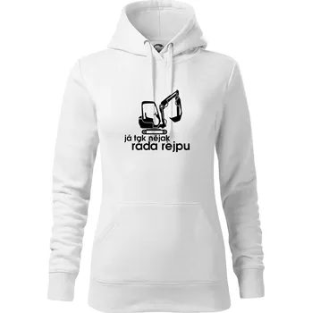 Dámská mikina Já tak nějak ráda rejpu - Mikina dámská Cape s kapucí - M ( Bílá )