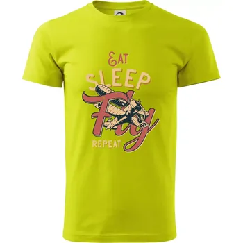 Eat Sleep Fly Repeat letadlo - Klasické pánské triko vyšší gramáže - S ( Limetková )