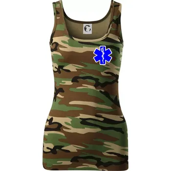 Rescue - Hvězda na prsu + nápis na zádech - Dámské Maskáčové tílko - XL ( Hnědý maskáč )