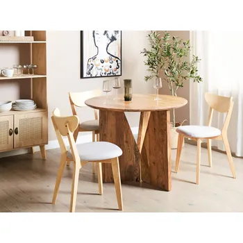 Jídelní stůl ze světlého akátového dřeva 100 x 100 cm kulatý tvar tradiční rustikální stylu kuchyň jídelna Beliani