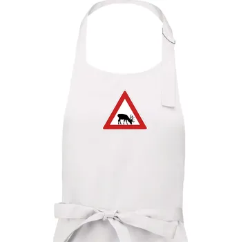 Kuchyňská zástěra Dopravní značka - Pozor los - Pánská zástěra na vaření - Univerzální velikost ( Bílá )