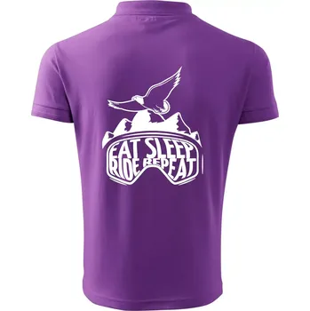 Pánská košile Eat sleep ride repeat - hory - Polokošile pánská Pique Polo 203 - 3XL ( Fialová )