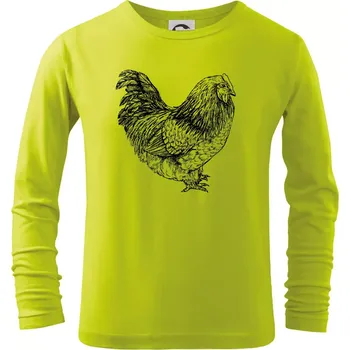 Chlapecké tričko Slepice černobílá - Triko dětské Long Sleeve - 122 cm/6 let ( Limetková )