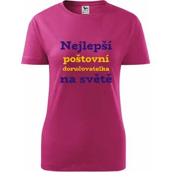 Purpurové dámské tričko nejlepší poštovní doručovatelka - dárek pro poštovní doručovatelku - barva purpurová - velikost S