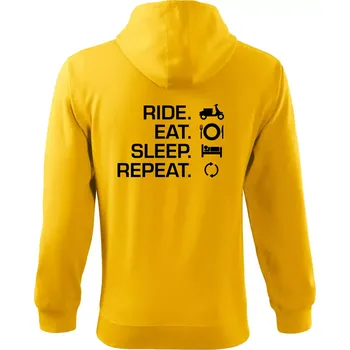 Pánská mikina Ride Eat Sleep Repeat moto skútr - Mikina s kapucí na zip trendy zipper - S ( Žlutá )
