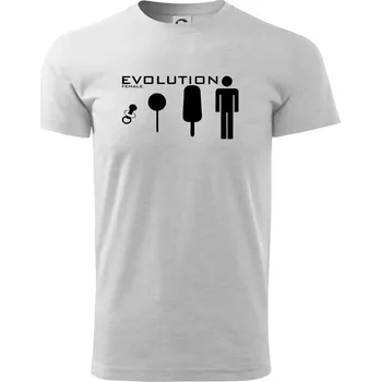 Pánské tričko Evoluce ženy - Triko extra velké (5-8XL) - 8XL ( Světlešedý Melír )