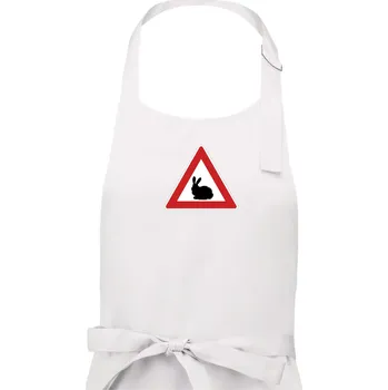 Kuchyňská zástěra Dopravní značka - Králík - Pánská zástěra na vaření - Univerzální velikost ( Bílá )