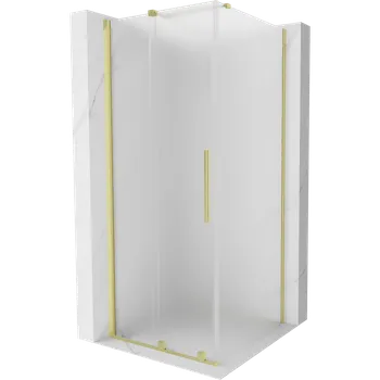 Mexen Velar posuvná sprchová kabina 110 x 110 cm, matné sklo, zlatý kartáčovaný - 871-110-110-31-55 Sprchové kouty