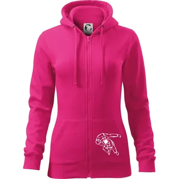 Dámská mikina Judo nápis + postavy - Dámská mikina trendy zipper s kapucí - 2XL ( Purpurová )