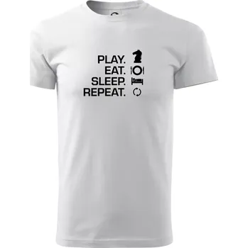 Pánské tričko Eat sleep play - šachy - Triko extra velké (5-8XL) - 7XL ( Bílá )