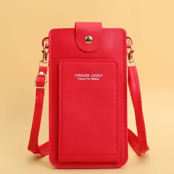 Dámská mobilní cestovní peněženka se zipem | dámská peněženka, pouzdro na pas - červený
