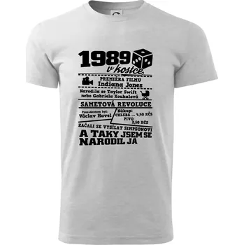 Pánské tričko 1989 v kostce - Triko extra velké (5-8XL) - 8XL ( Světlešedý Melír )