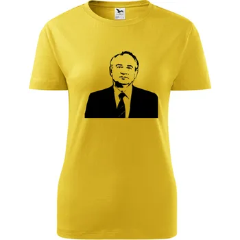 Žluté dámské tričko Michail Gorbačov - barva žlutá - velikost XXL