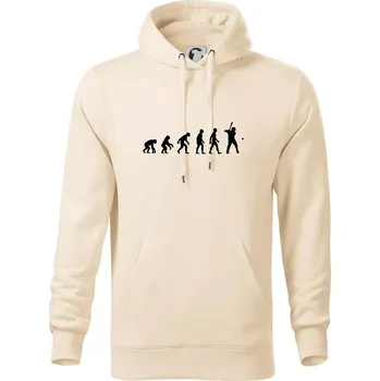 Pánská mikina Evoluce baseball pálkař nápřah + míček - Mikina pánská Cape s kapucí - 5XL ( Mandlová )