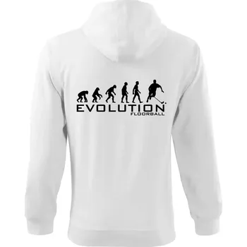Pánská mikina Evoluce Floorball - Mikina s kapucí na zip trendy zipper - L ( Bílá )