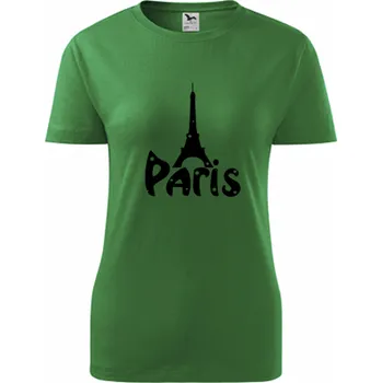 Dámské tričko Zelené dámské tričko Paříž - dárek pro kolegyni - dárek pro kamarádku - barva zelená - velikost L