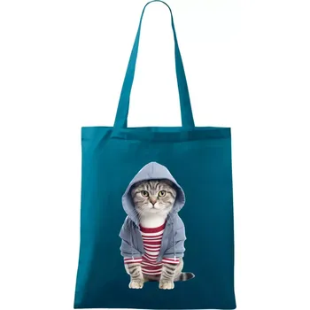 Kočka v pruhovaném triku - Taška bavlněná - 42 x 38 cm ( Petrolejová )