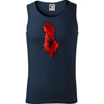 Mapa Albánie reliéf hor - Tílko pánské Core - S ( Námořní modrá (velmi tmavá - téměř černá) )