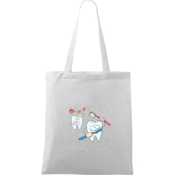 Zubařské tričko - kartáček a jídlo - Taška bavlněná - 42 x 38 cm ( Bílá )