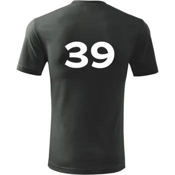 Pánská móda Grafitové tričko s číslem 39 - na fotbal - fotbalové tričko - barva antracit - velikost XXXL