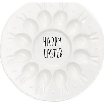 Talíř Talíř na vejce BALSH bílý s nápisem, 28 cm HOMLA