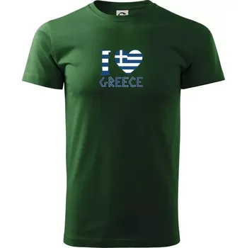 Pánské tričko I love Greece - Triko extra velké (5-8XL) - 7XL ( Lahvově zelená )