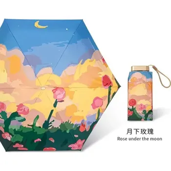 Deštník Mini skládací deštník s UV ochranou | ochrana proti dešti - Růžová