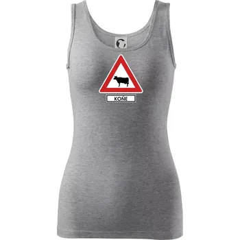 Dámské tričko Dopravní značka - Pozor koně / kráva - Dámské tílko - 2XL ( Tmavě šedý melír )