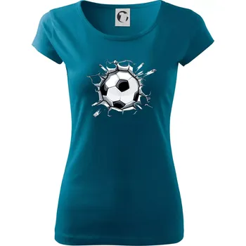 Dámské tričko Fotbalový míč v triku - Dámské triko Pure - S ( Petrolejová )