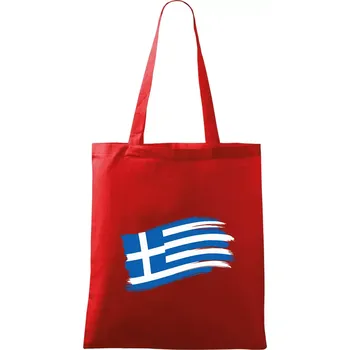 Nákupní taška Řecko vlajka - štětkou - Taška bavlněná - 42 x 38 cm ( Červená )