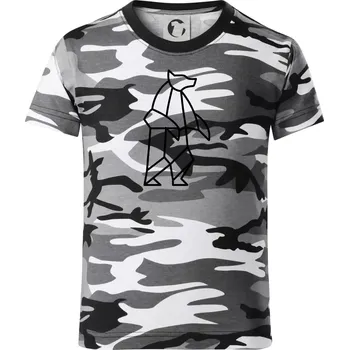 Chlapecké tričko Geometrie lední medvěd stojící - Dětské maskáčové triko - 134 cm/8 let ( Šedý maskáč )