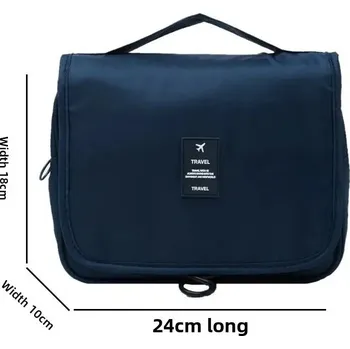 Kosmetická taška Velká skládací voděodolná taška na cesty | toaletní taška, kosmetická taška - Tmavě modrá [keprová taška]]