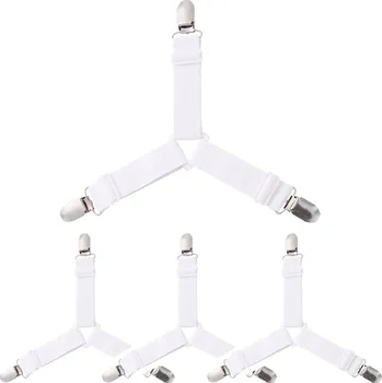 Prostěradlo Napínací pásky na prostěradlo set 4 kusy | držák prostěradla, úchytky na ložní - 3 bílé hlavy (4 ks)