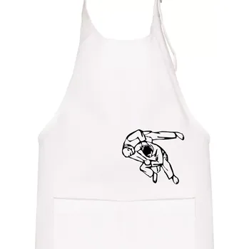 Kuchyňská zástěra Judo nápis + postavy - Dětská zástěra na vaření - Univerzální velikost ( Bílá )