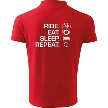 Pánská košile Ride Eat Sleep Repeat kolo - Polokošile pánská Pique Polo 203 - 3XL ( Červená )