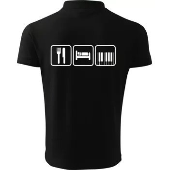 Pánská košile Eat sleep piano v řadě - Polokošile pánská Pique Polo 203 - 3XL ( Černá )